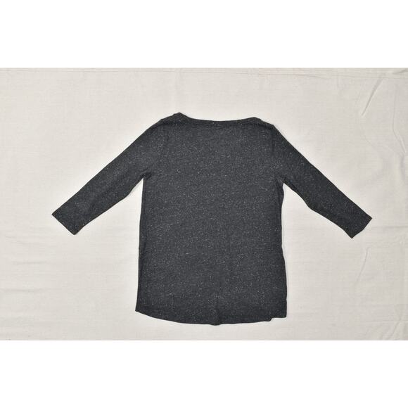 NEW LOFT Womens Top Regular Size M Gray Marled Crossover Tulip Hem Long Sleeve - Picture 8 of 8